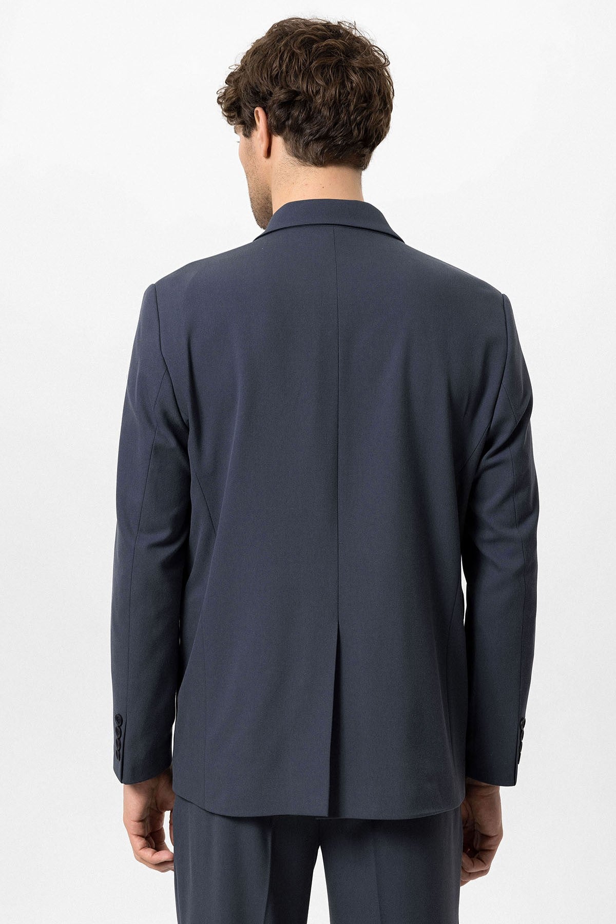 Men's Double-Breasted Blazer with Slit Pockets