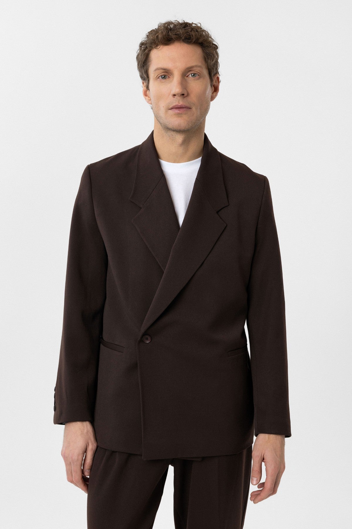 Men's Double-Breasted Blazer with Slit Pockets