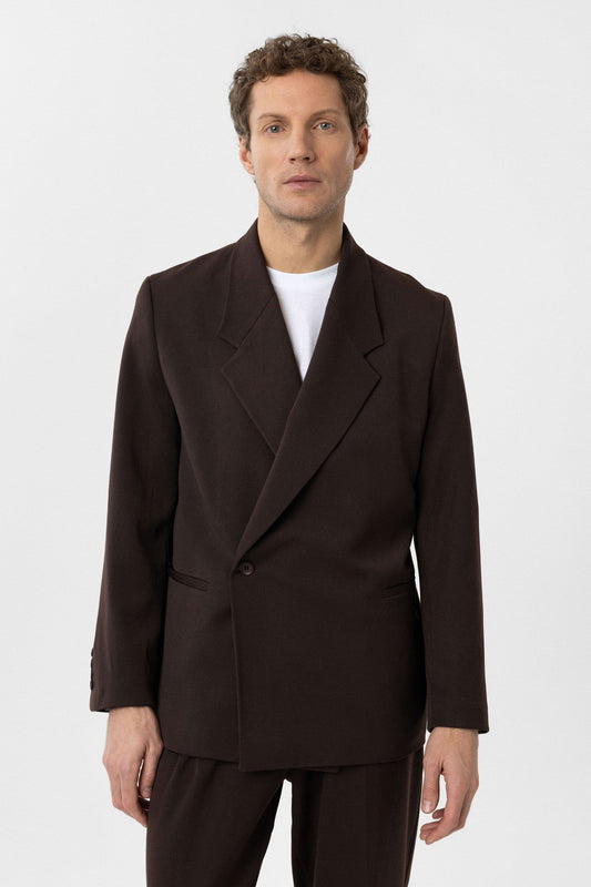 Men's Double-Breasted Blazer with Slit Pockets
