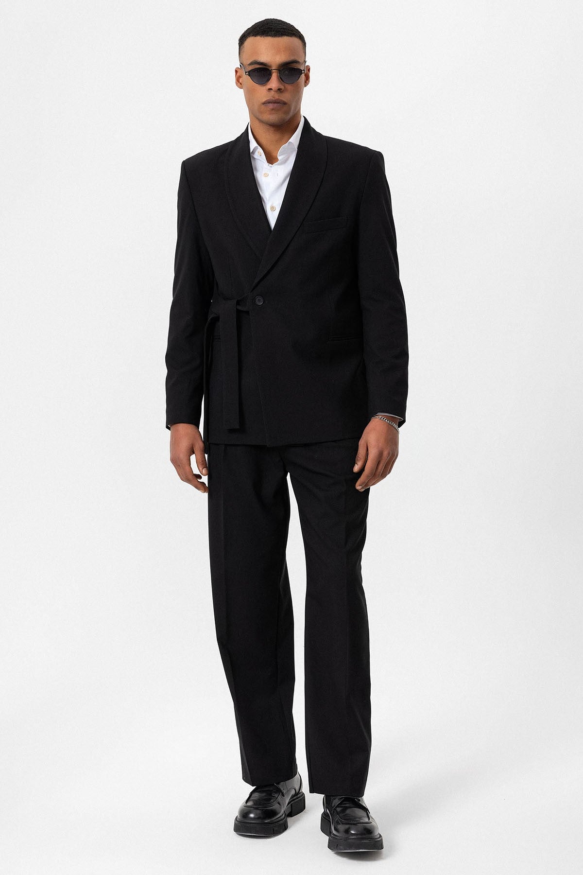 Antioch Double-Breasted Men's Blazer with Belt