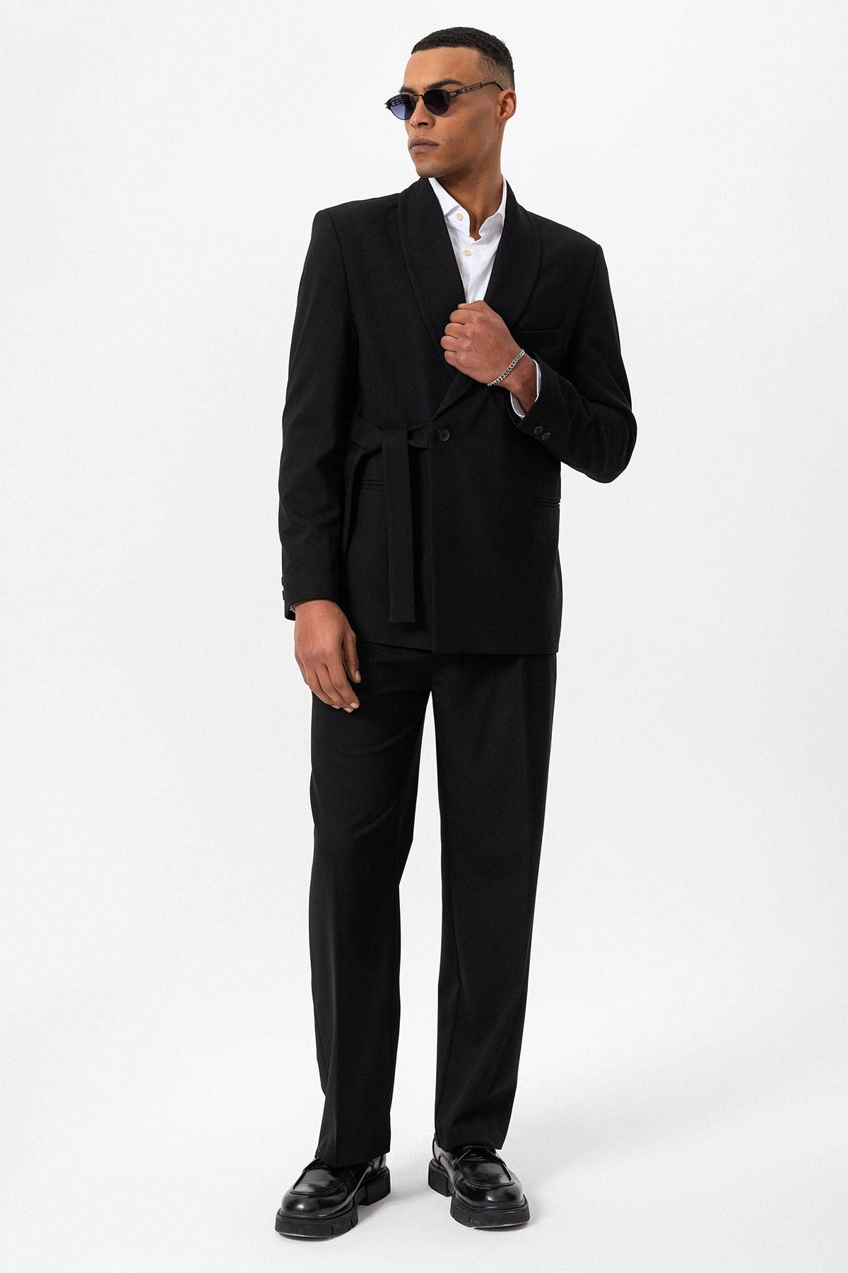 Antioch Double-Breasted Men's Blazer with Belt