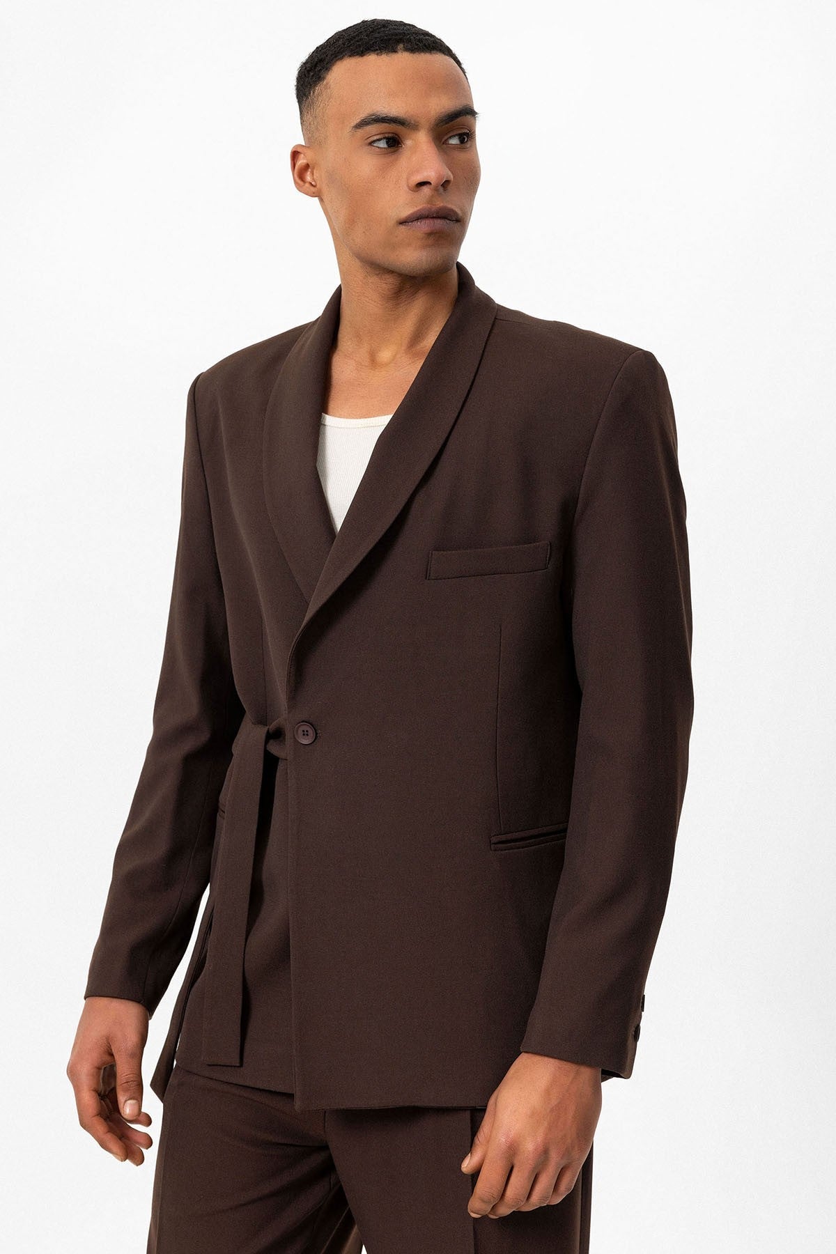Antioch Double-Breasted Men's Blazer with Belt