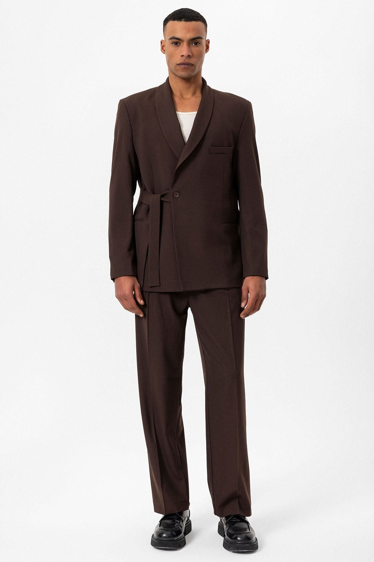 Antioch Double-Breasted Men's Blazer with Belt