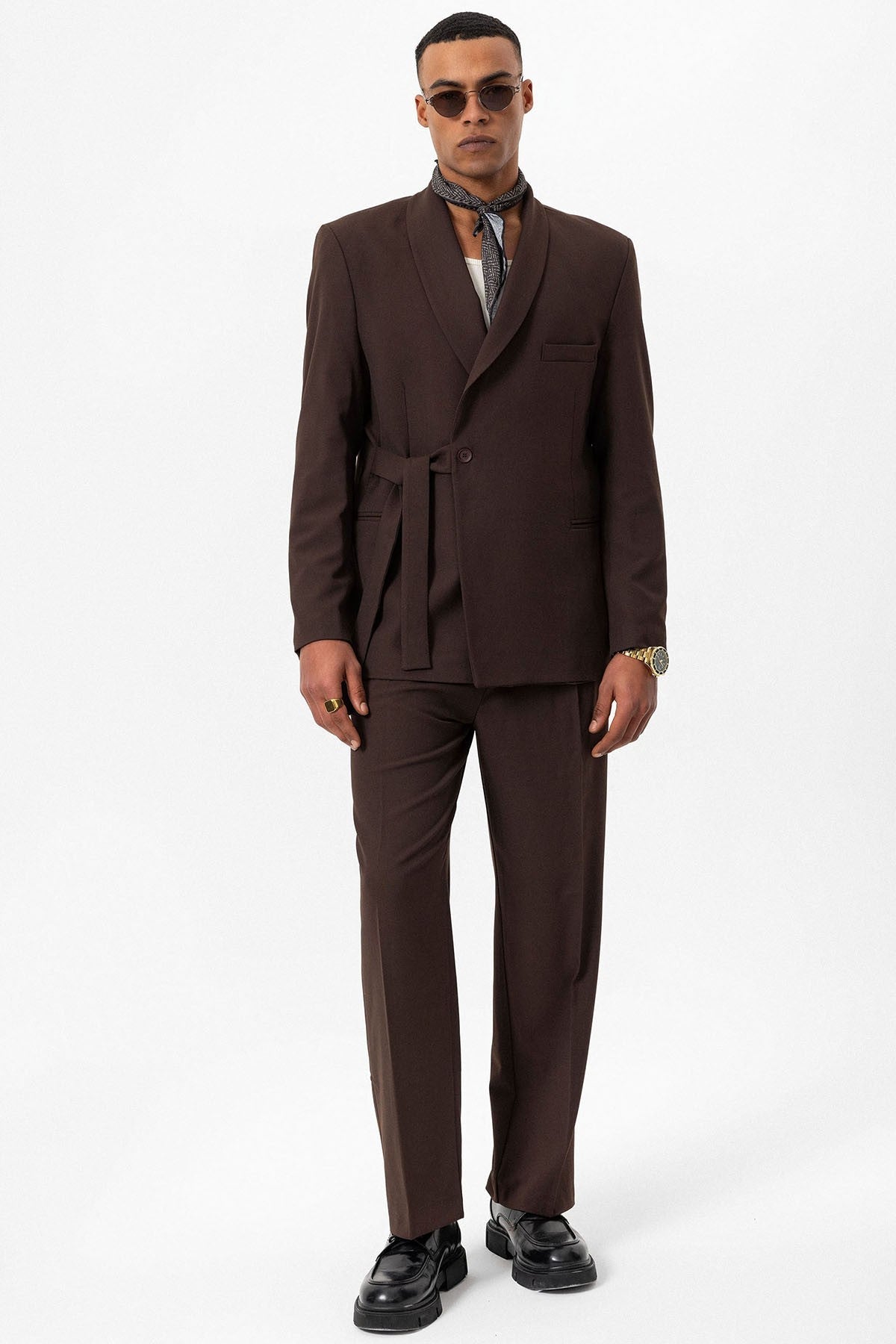 Antioch Double-Breasted Men's Blazer with Belt