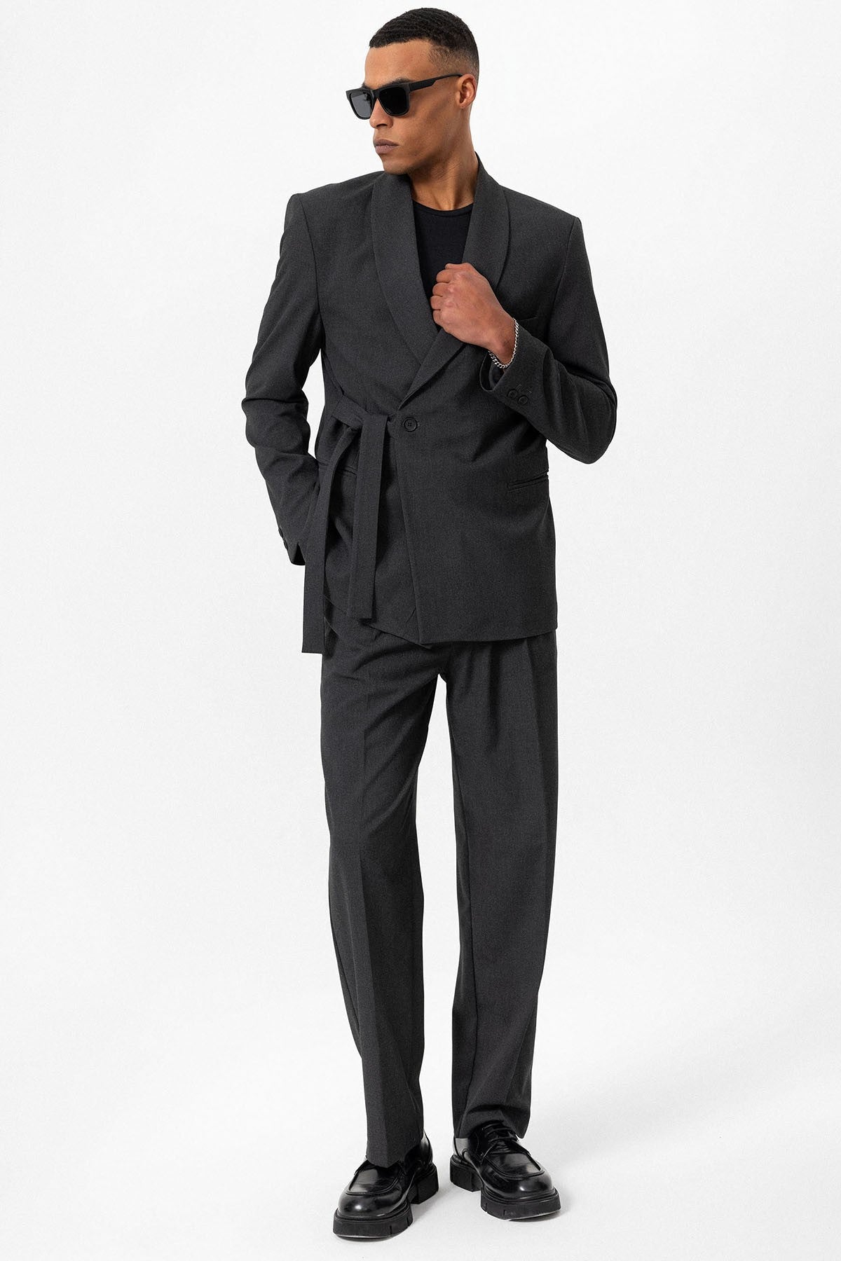 Antioch Double-Breasted Men's Blazer with Belt