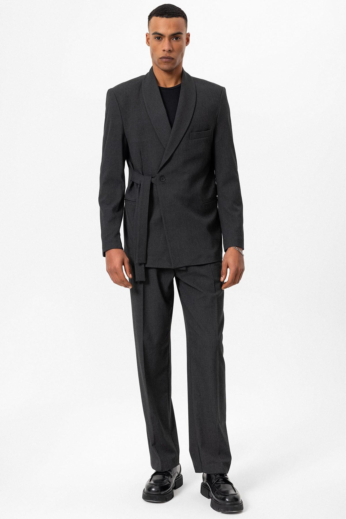 Antioch Double-Breasted Men's Blazer with Belt