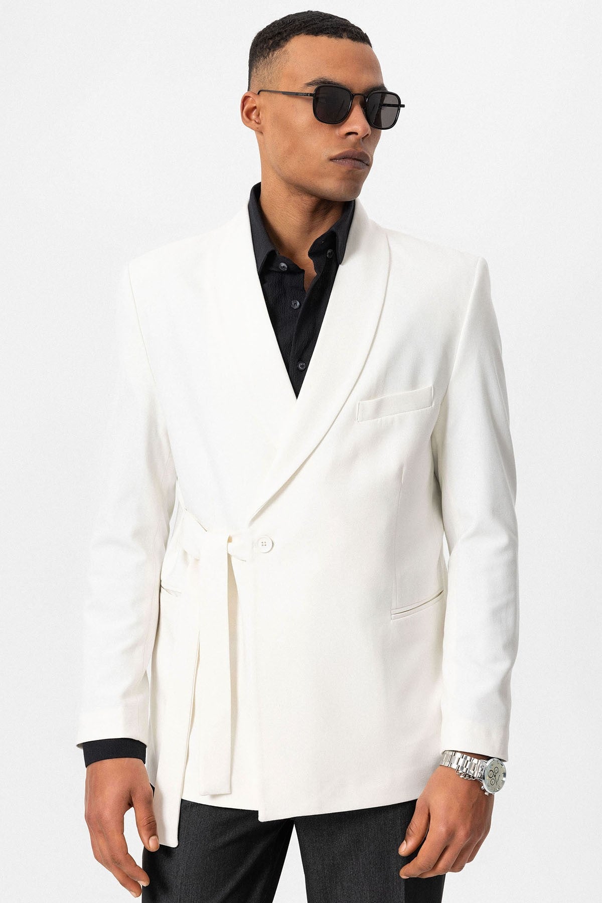 Antioch Double-Breasted Men's Blazer with Belt