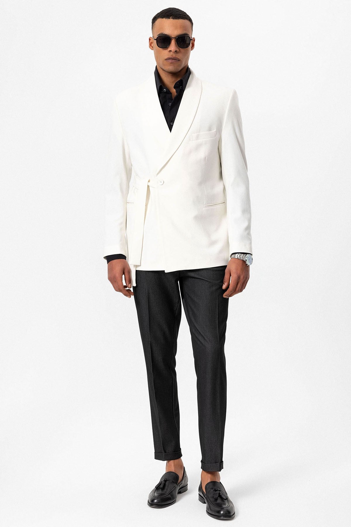 Antioch Double-Breasted Men's Blazer with Belt