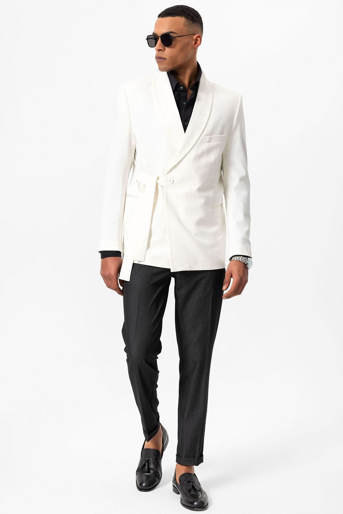 Antioch Double-Breasted Men's Blazer with Belt