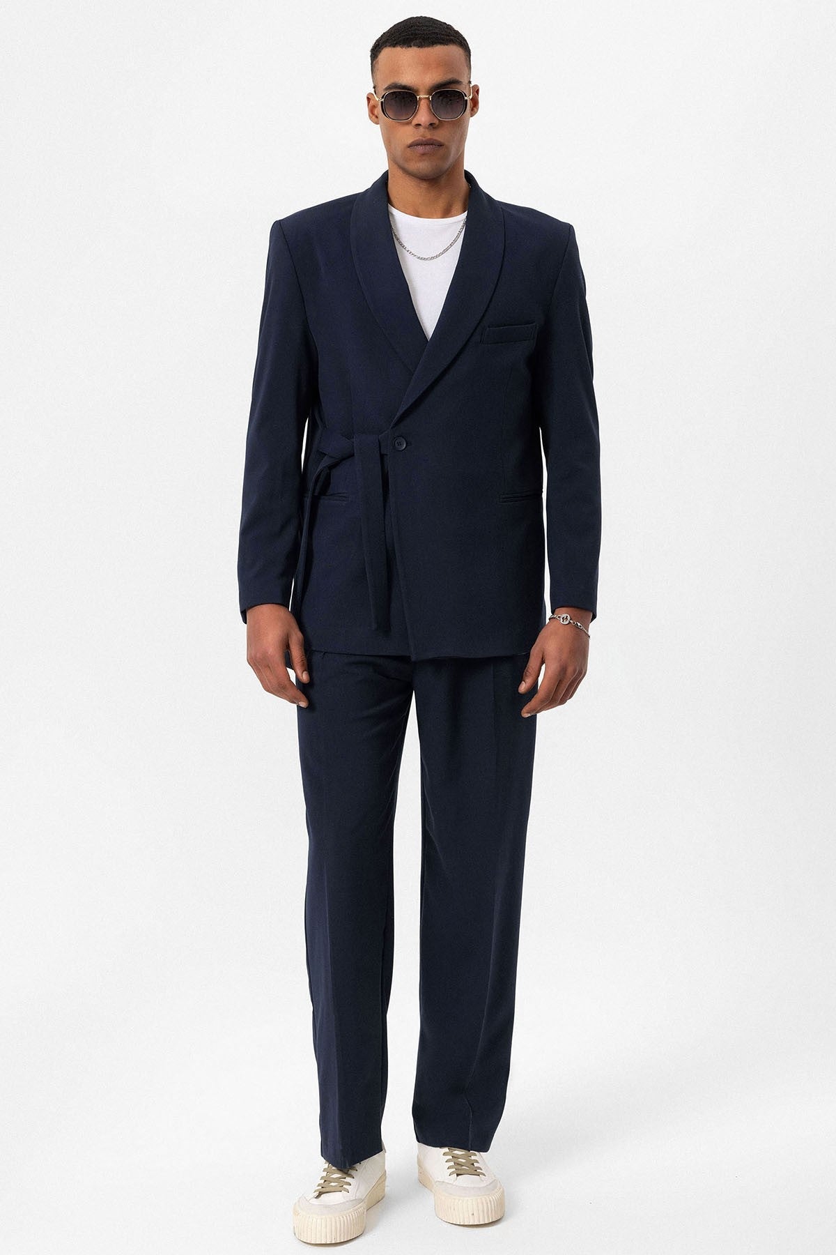 Antioch Double-Breasted Men's Blazer with Belt