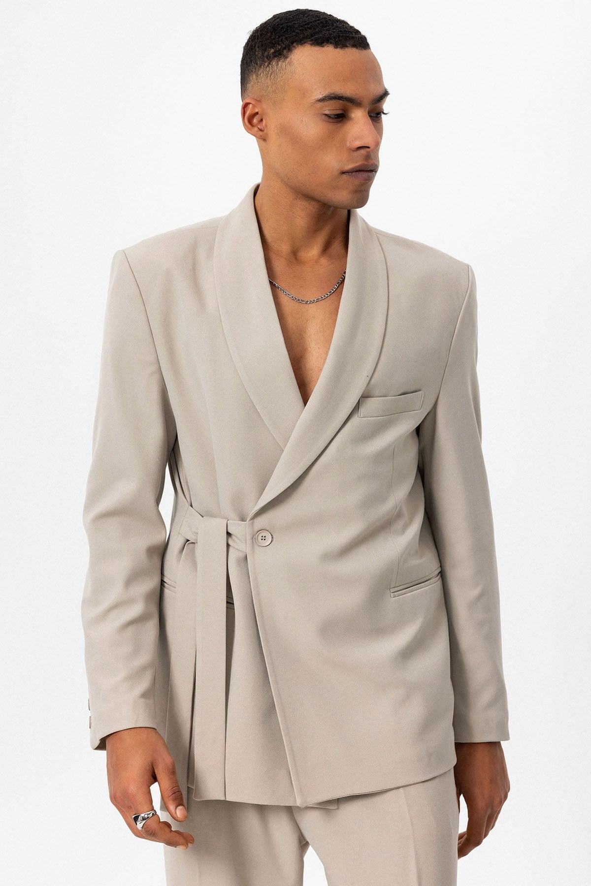 Antioch Double-Breasted Men's Blazer with Belt