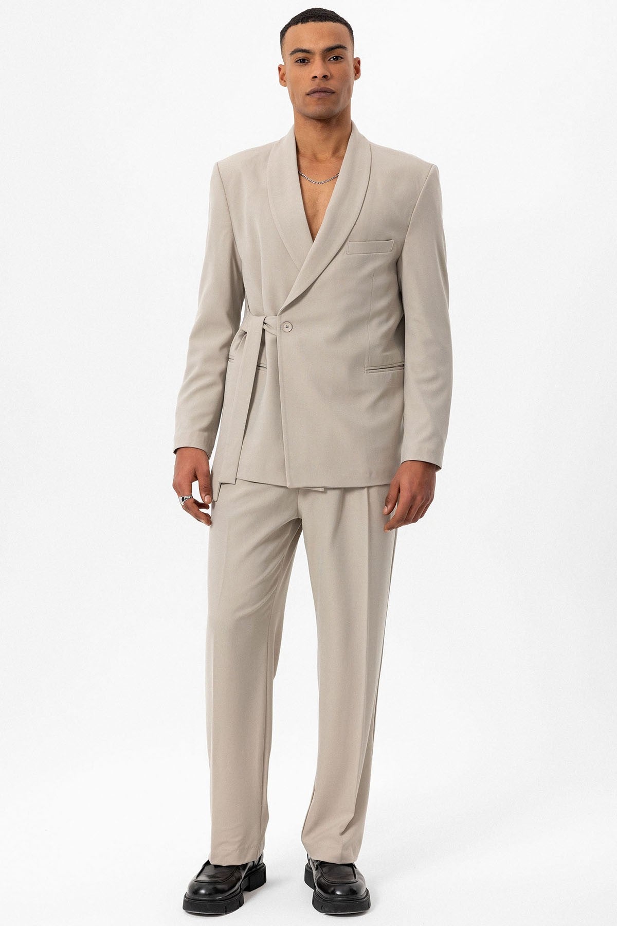 Antioch Double-Breasted Men's Blazer with Belt