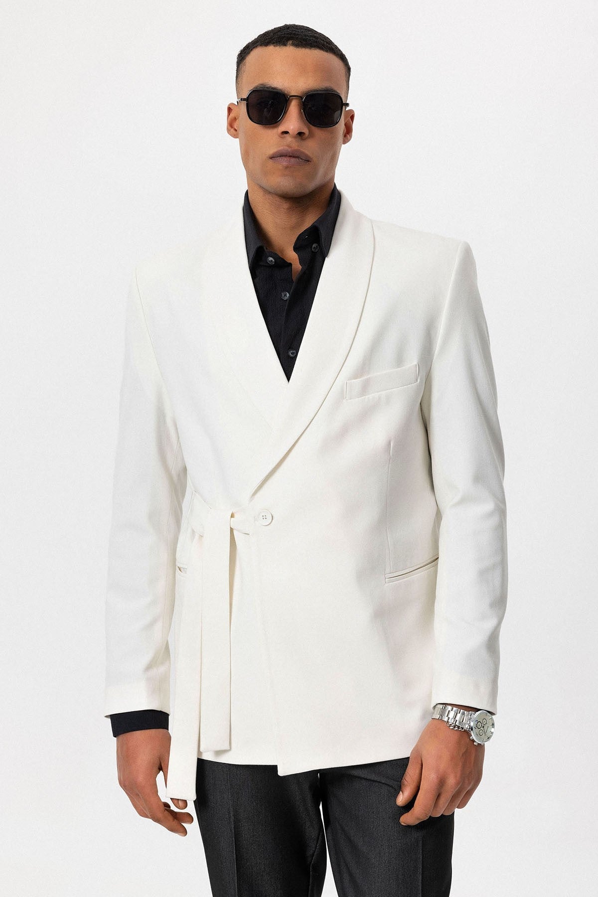 Antioch Double-Breasted Men's Blazer with Belt