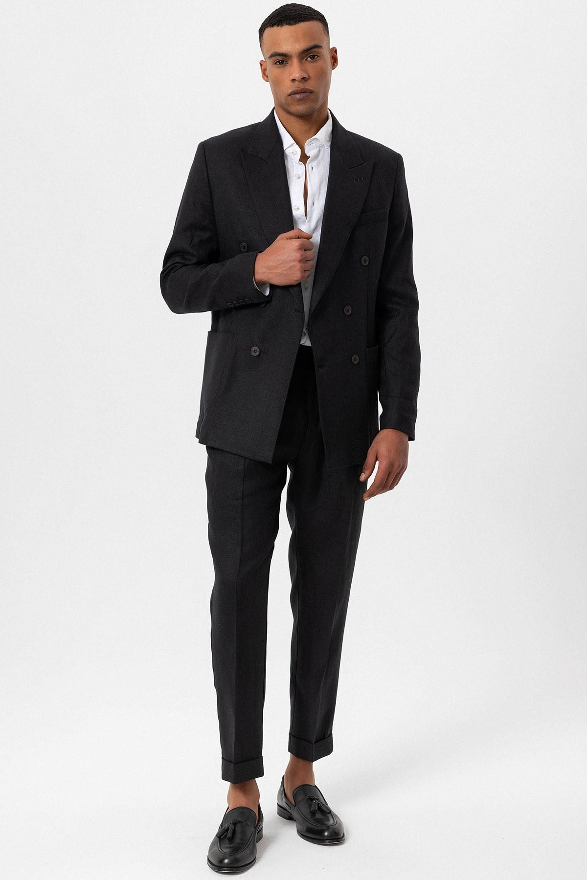 100% Linen Double-Breasted Men's Blazer