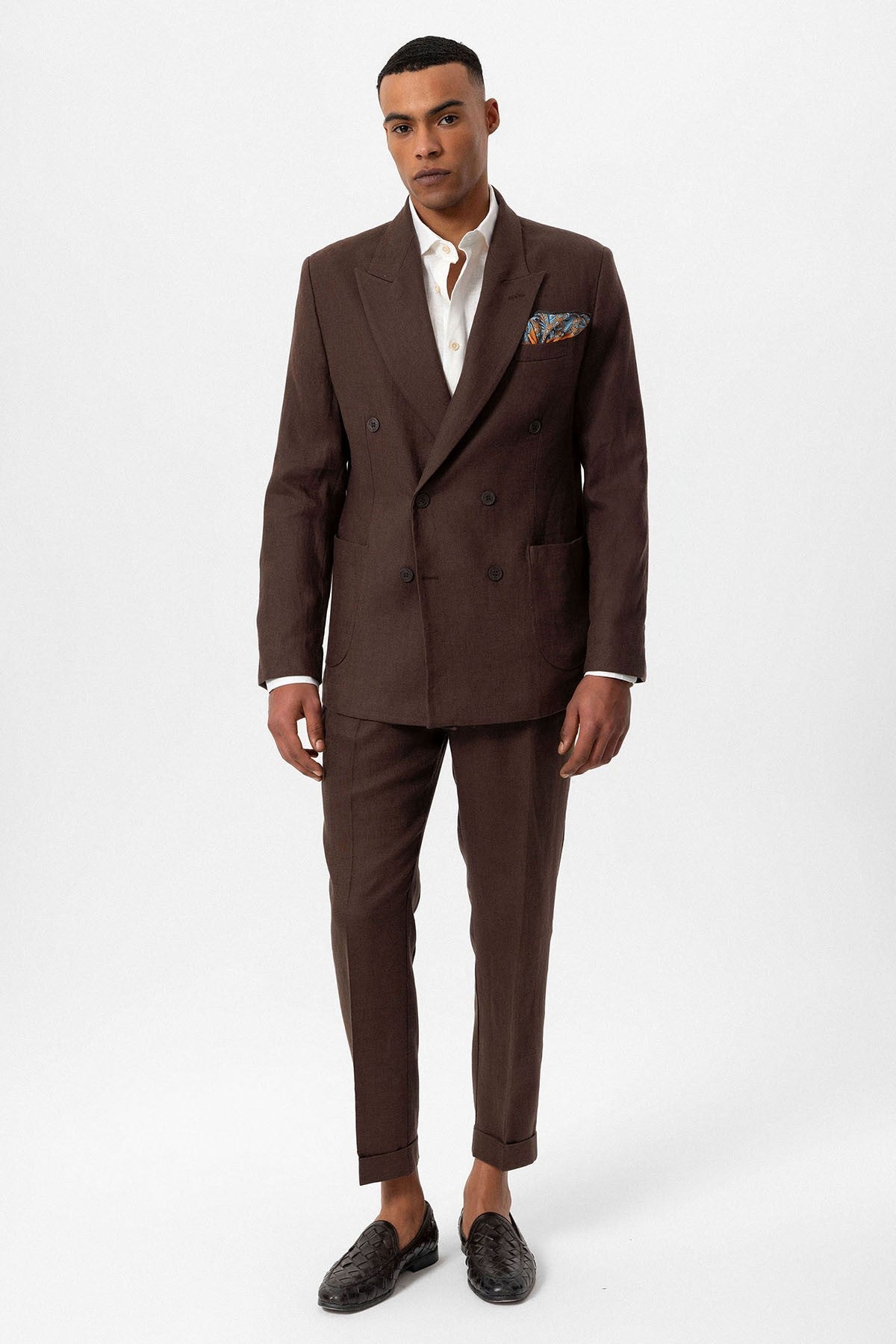 100% Linen Double-Breasted Men's Blazer