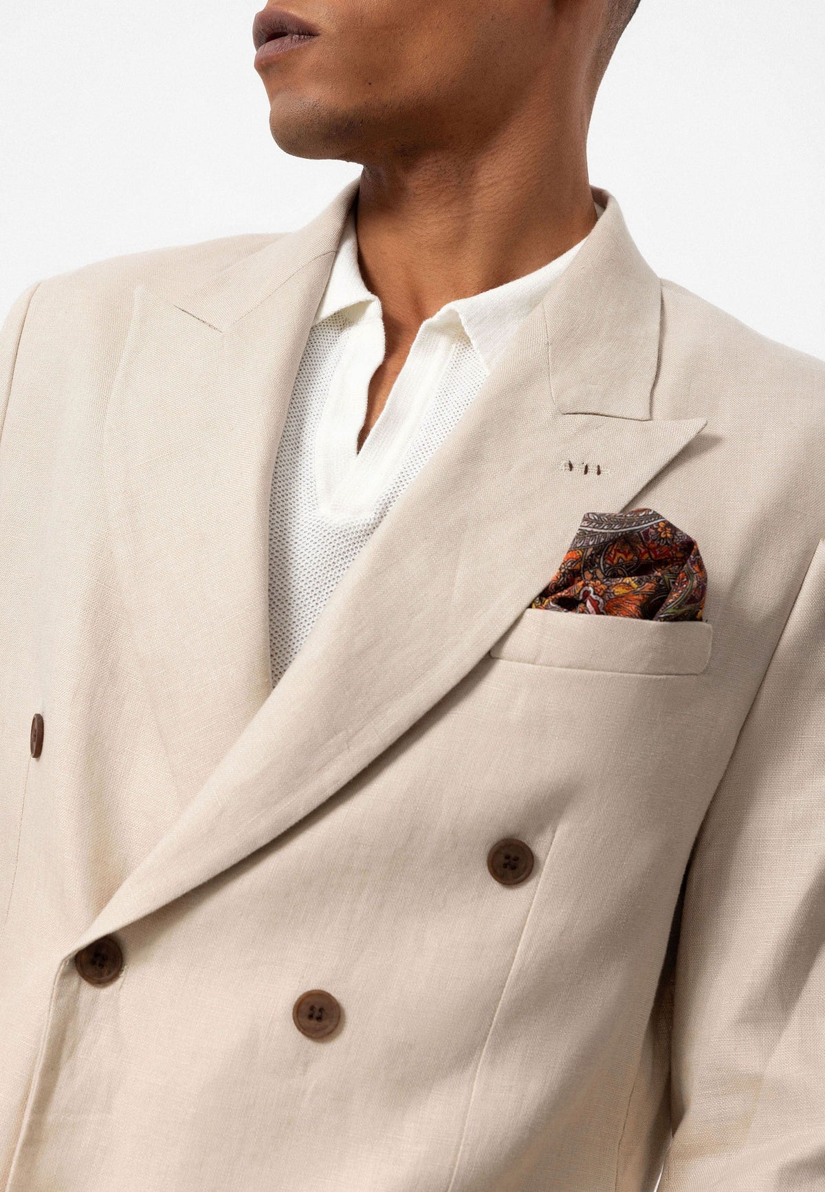 100% Linen Double-Breasted Men's Blazer