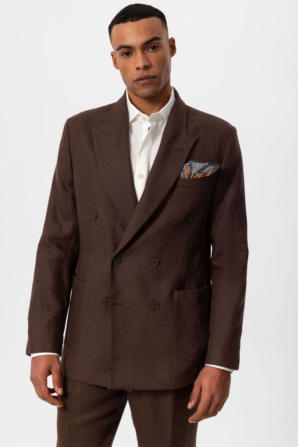 100% Linen Double-Breasted Men's Blazer
