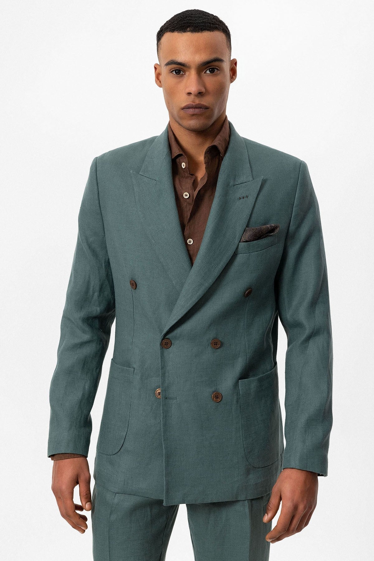 100% Linen Double-Breasted Men's Blazer