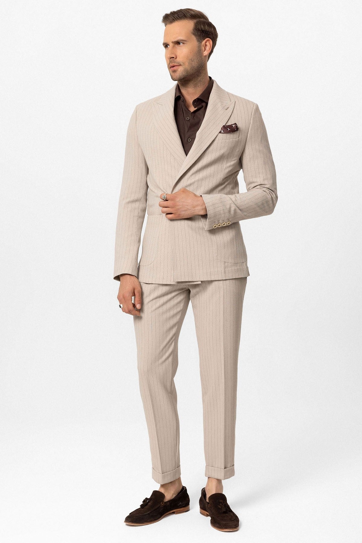 Antioch Single-Button Double-Breasted Striped Men's Blazer
