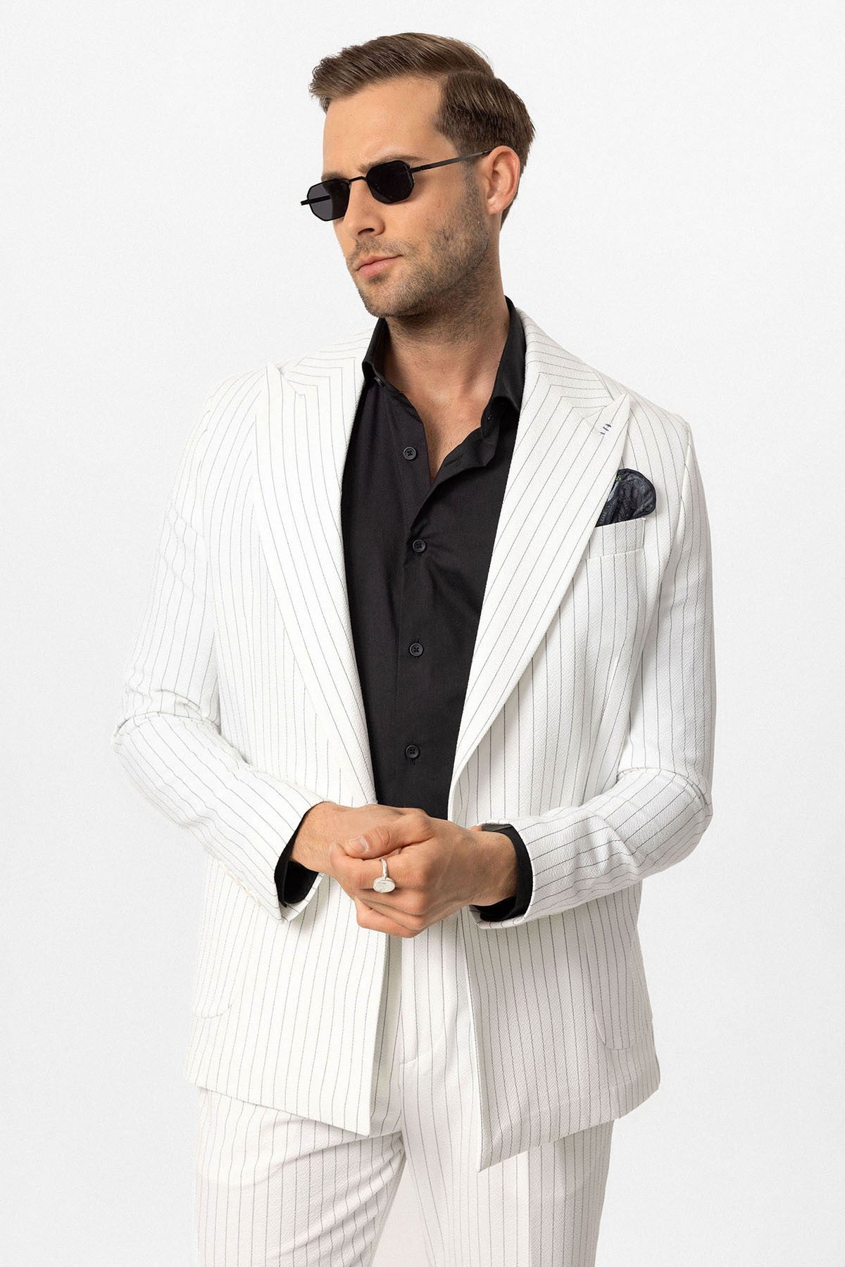 Antioch Single-Button Double-Breasted Striped Men's Blazer