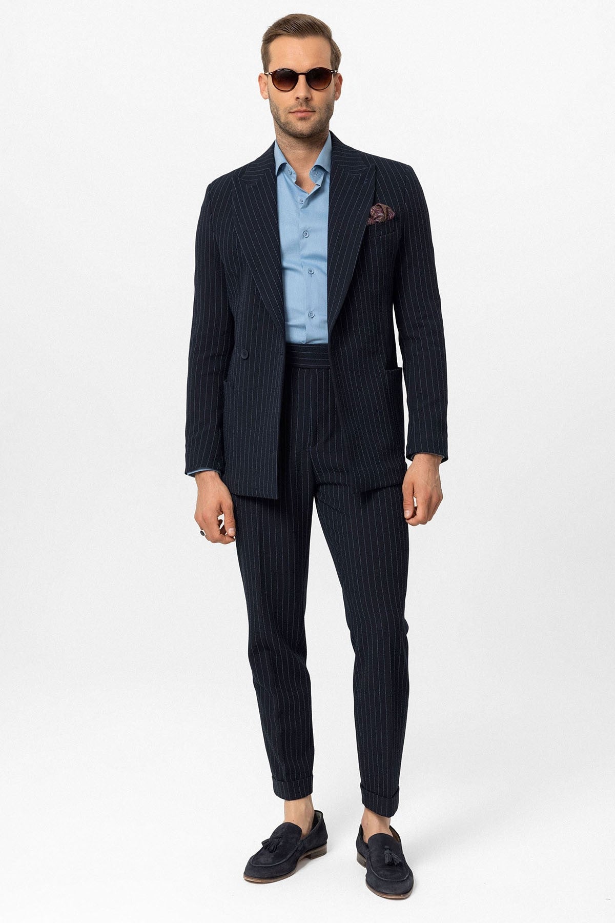 Antioch Single-Button Double-Breasted Striped Men's Blazer