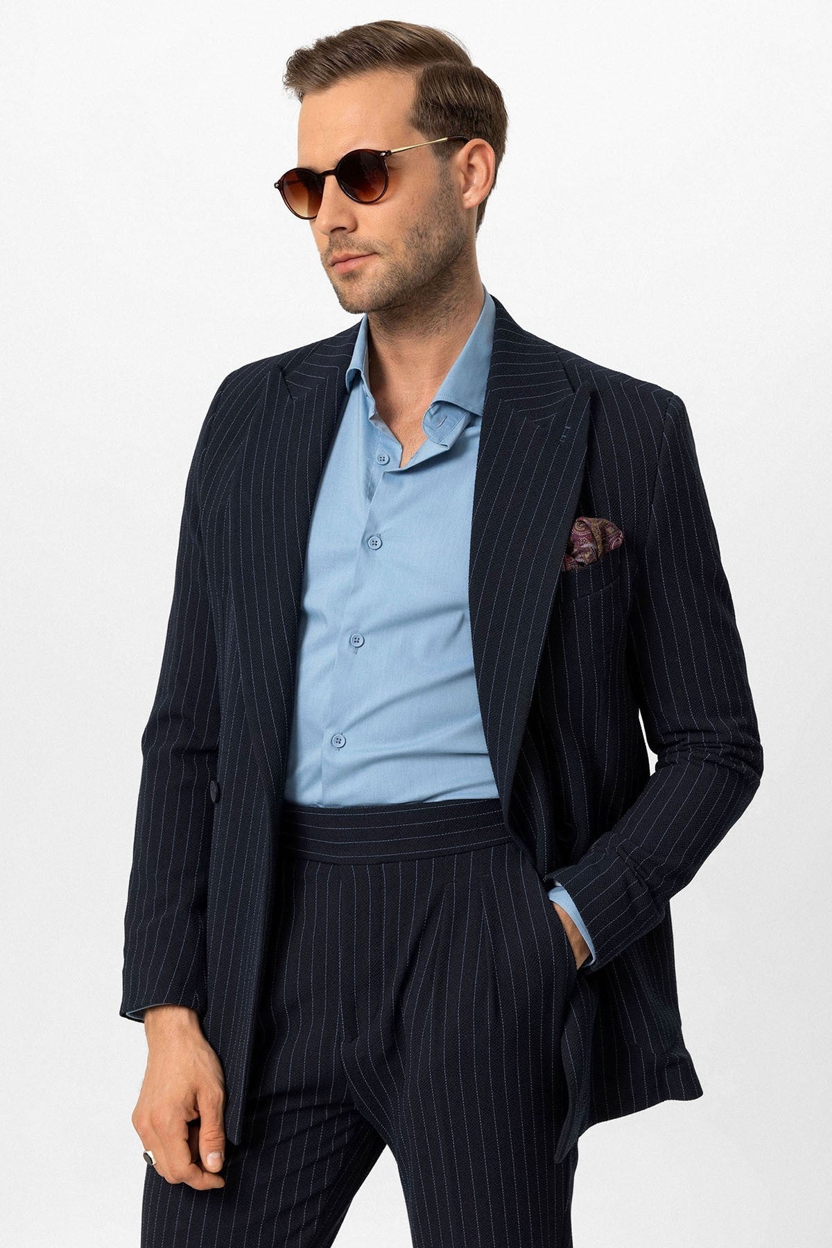 Antioch Single-Button Double-Breasted Striped Men's Blazer