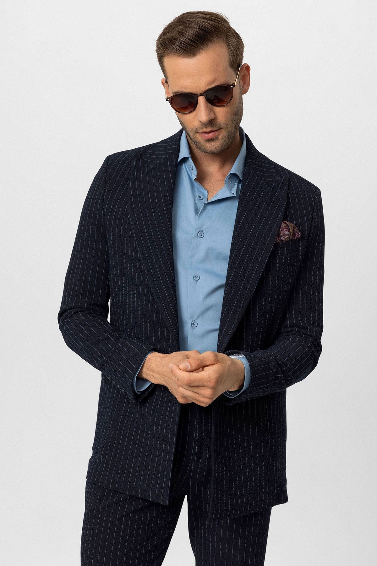 Antioch Single-Button Double-Breasted Striped Men's Blazer