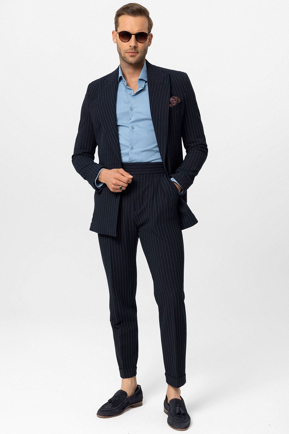 Antioch Single-Button Double-Breasted Striped Men's Blazer