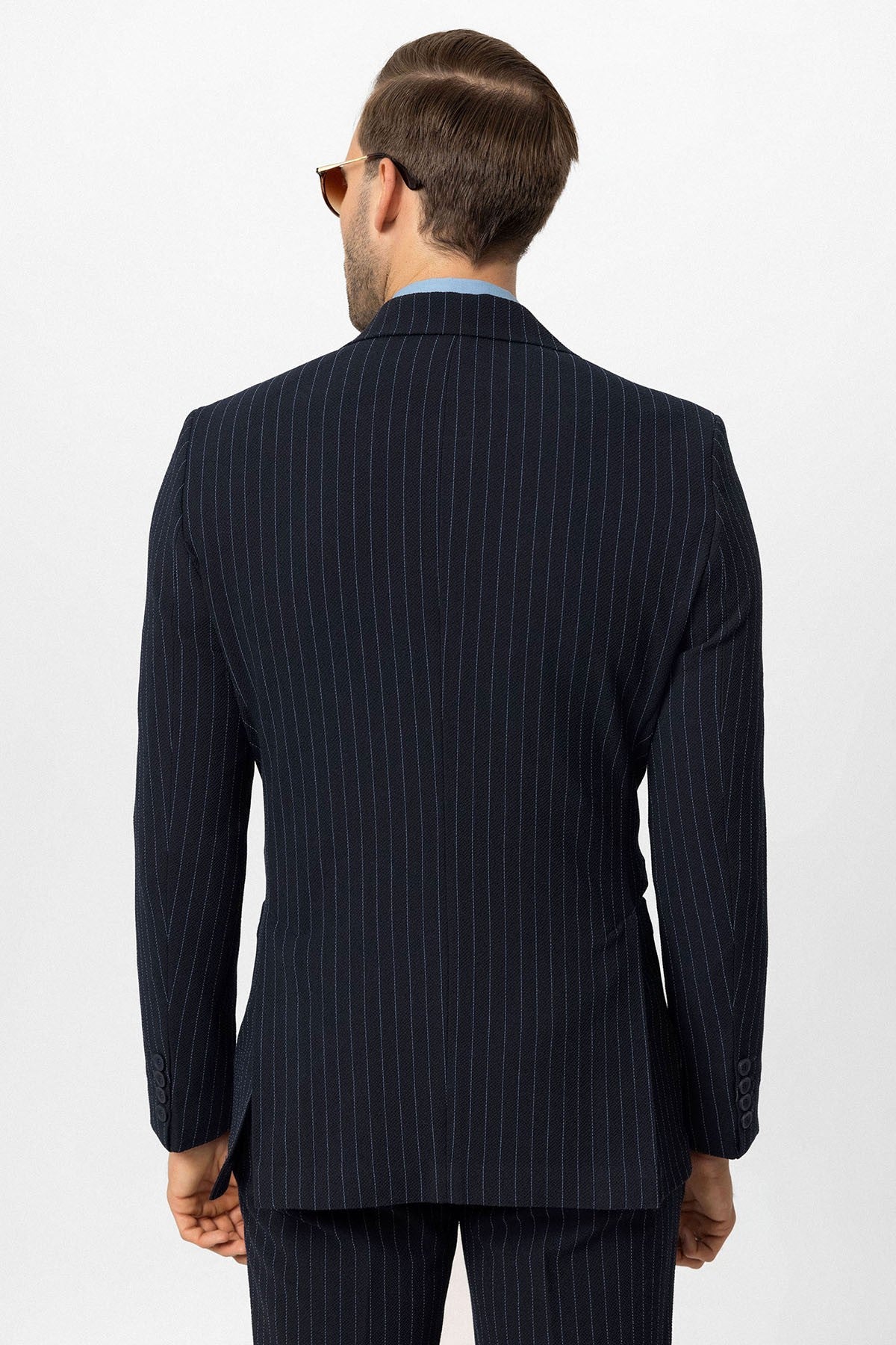 Antioch Single-Button Double-Breasted Striped Men's Blazer