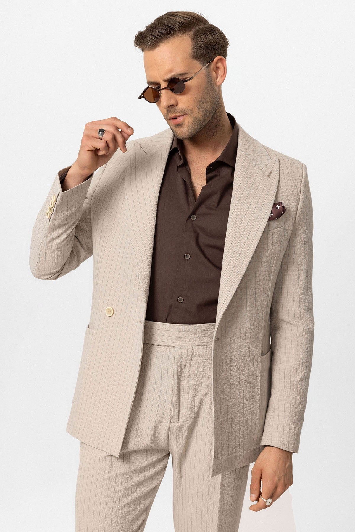 Antioch Single-Button Double-Breasted Striped Men's Blazer