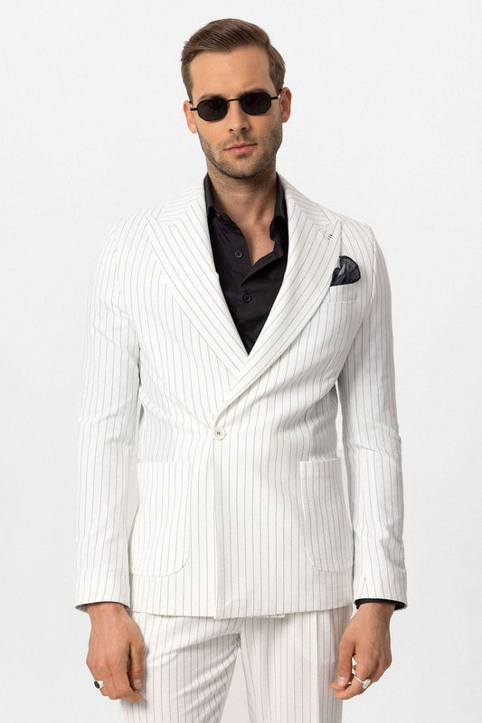 Antioch Single-Button Double-Breasted Striped Men's Blazer
