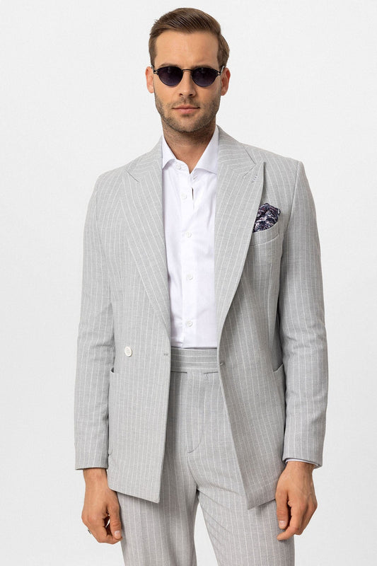 Antioch Single-Button Double-Breasted Striped Men's Blazer