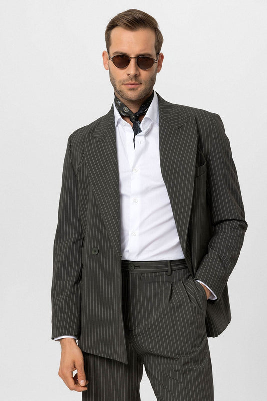 Antioch Double-Breasted Striped Men's Blazer Jacket