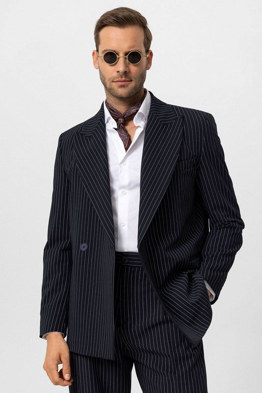 Antioch Double-Breasted Striped Men's Blazer Jacket