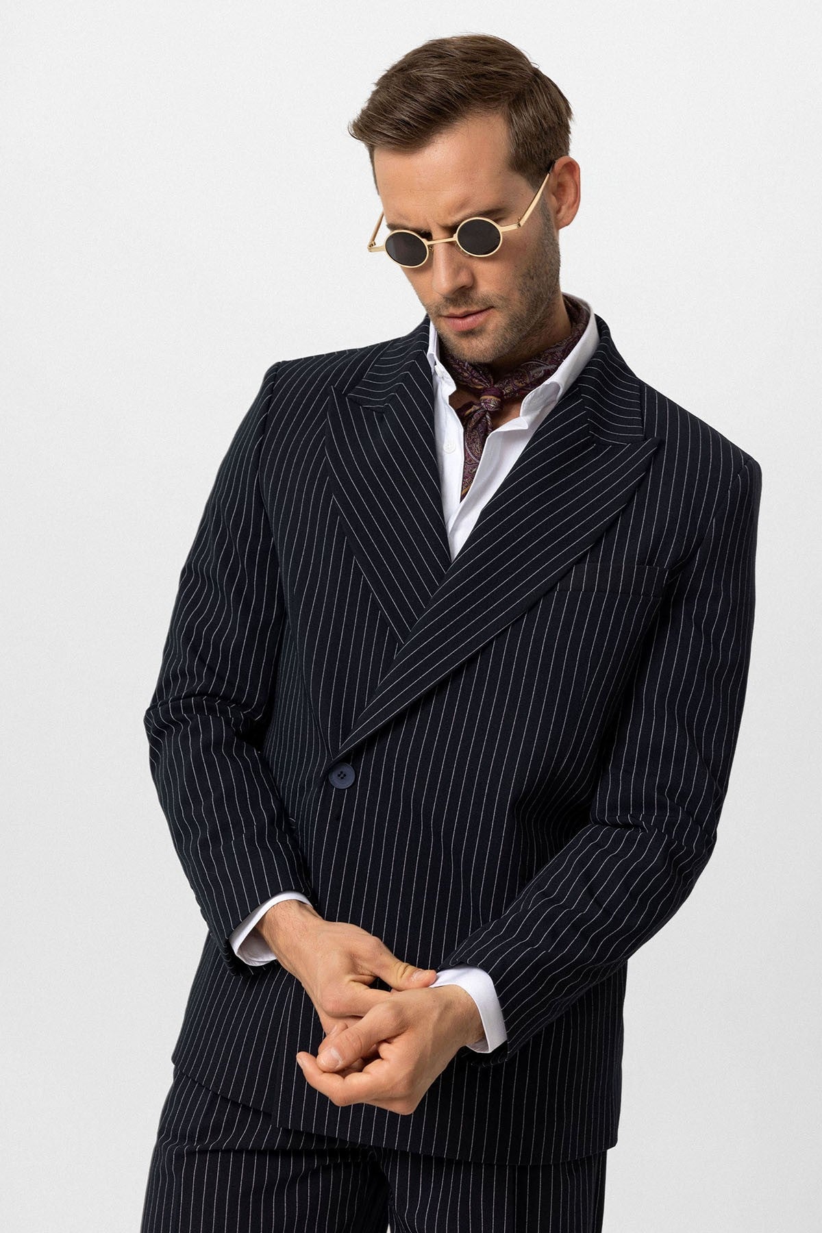 Antioch Double-Breasted Striped Men's Blazer Jacket