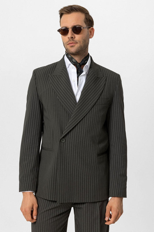 Antioch Double-Breasted Striped Men's Blazer Jacket