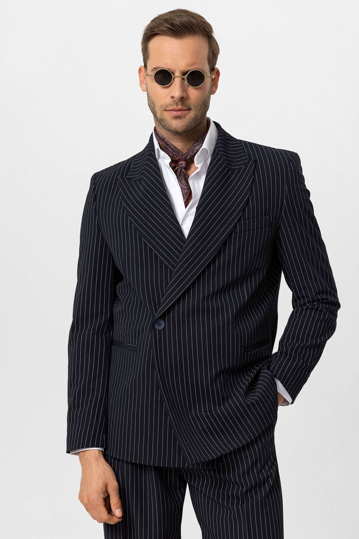 Antioch Double-Breasted Striped Men's Blazer Jacket