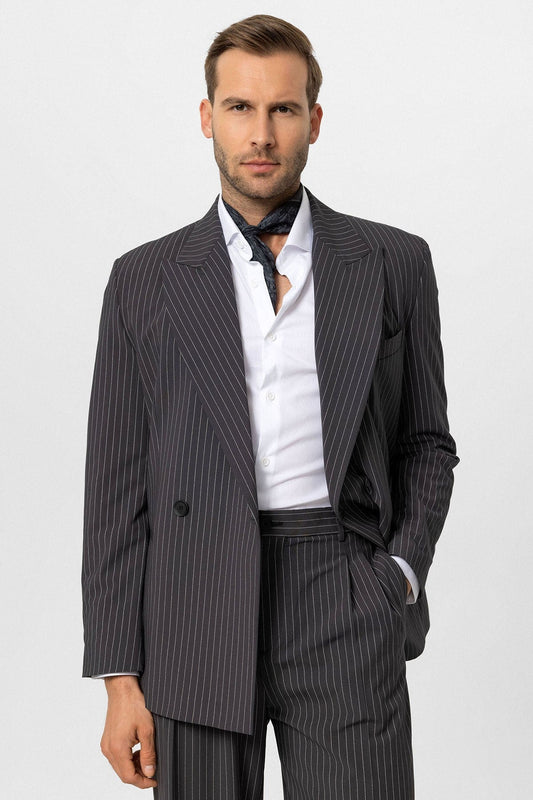 Antioch Double-Breasted Striped Men's Blazer Jacket