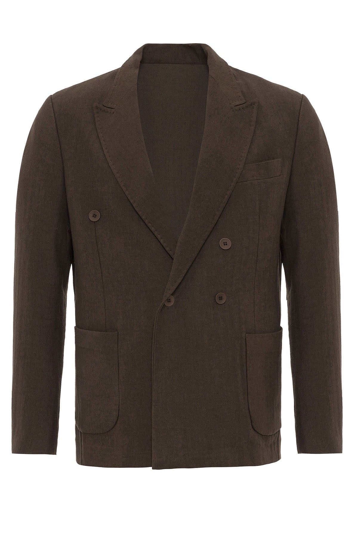 Double-Breasted Linen-Blend Men's Blazer