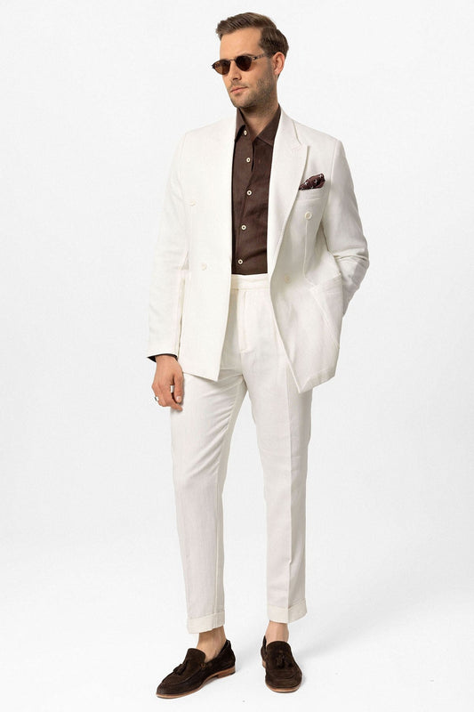 Double-Breasted Linen-Blend Men's Blazer
