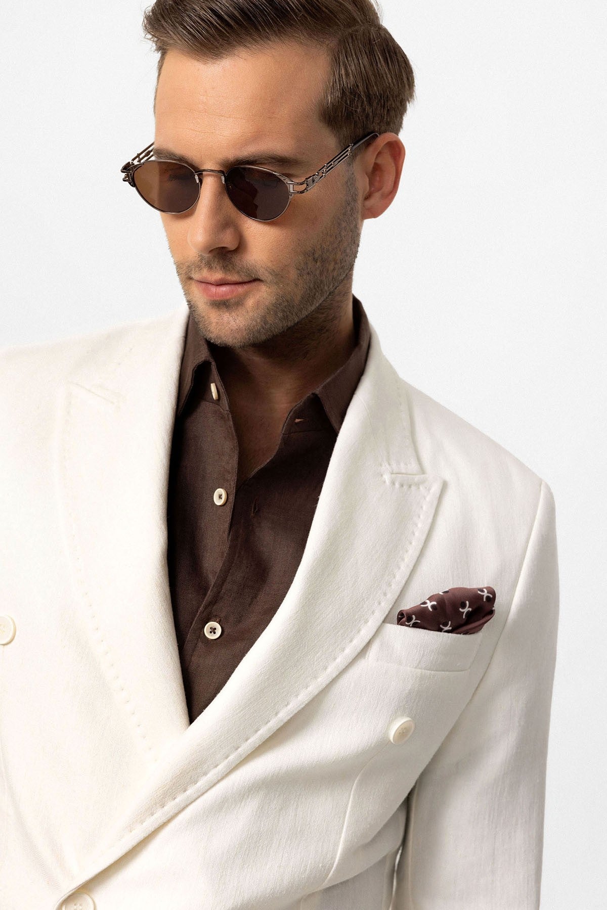 Double-Breasted Linen-Blend Men's Blazer