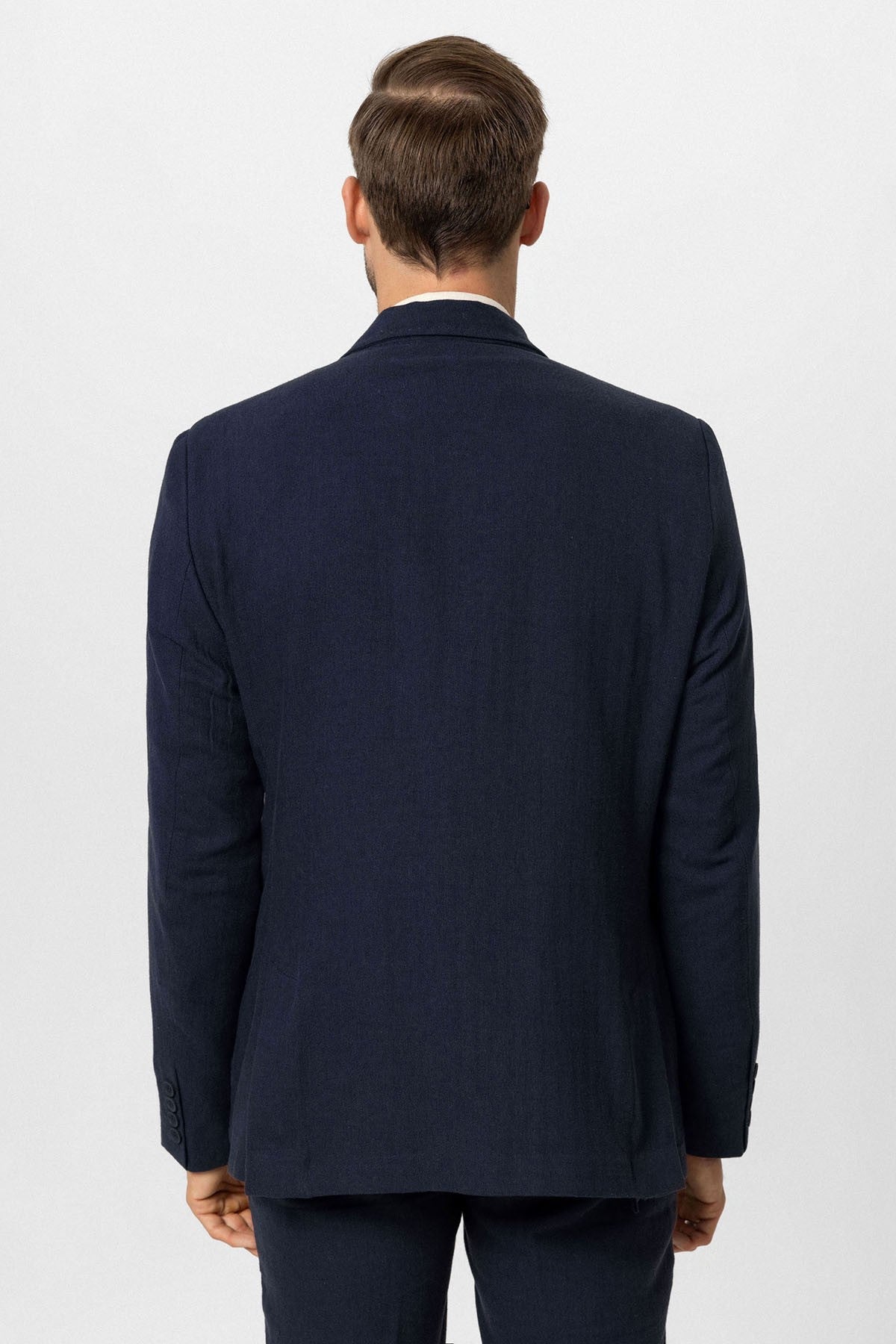 Double-Breasted Linen-Blend Men's Blazer