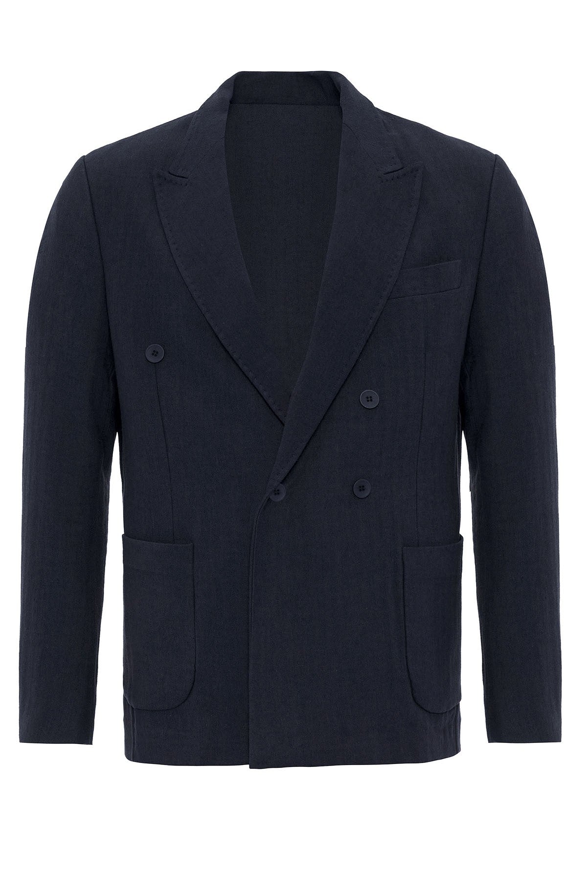 Double-Breasted Linen-Blend Men's Blazer