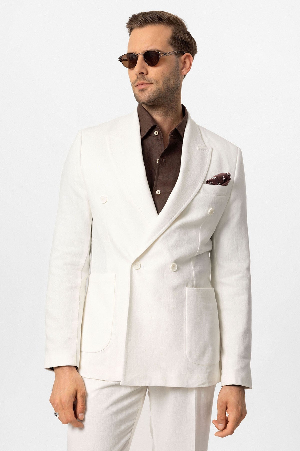Double-Breasted Linen-Blend Men's Blazer