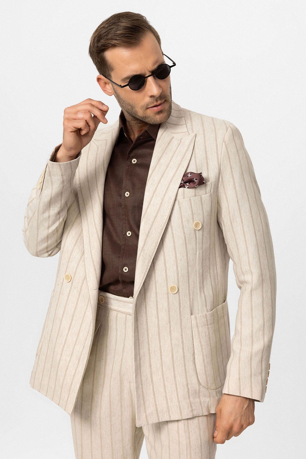 Antioch Linen-Blend Double-Breasted Men's Blazer