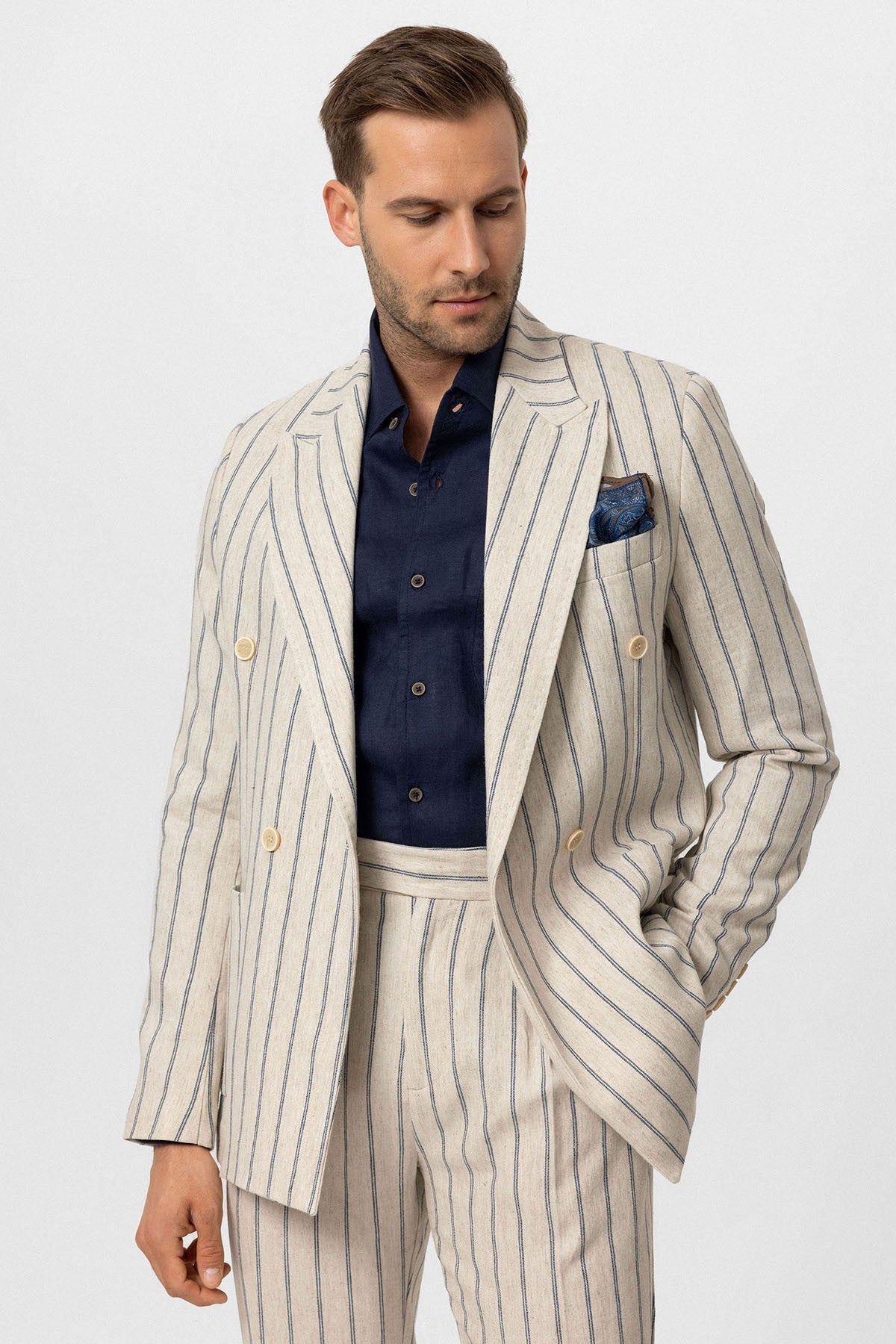 Antioch Linen-Blend Double-Breasted Men's Blazer