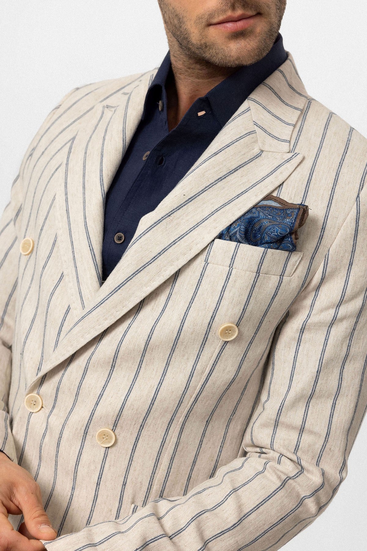 Antioch Linen-Blend Double-Breasted Men's Blazer