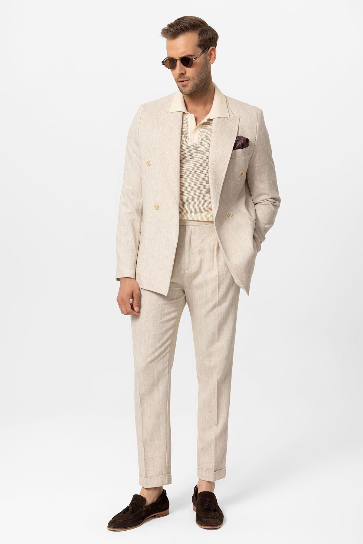 Antioch Linen-Blend Double-Breasted Men's Blazer