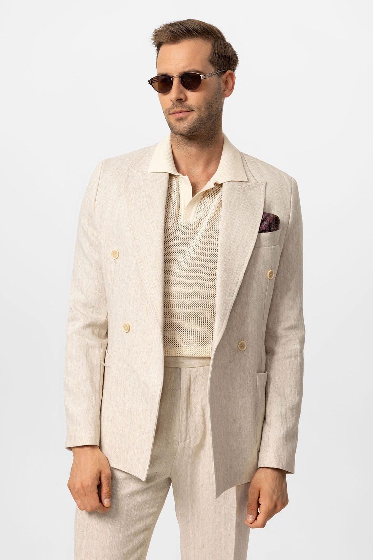 Antioch Linen-Blend Double-Breasted Men's Blazer