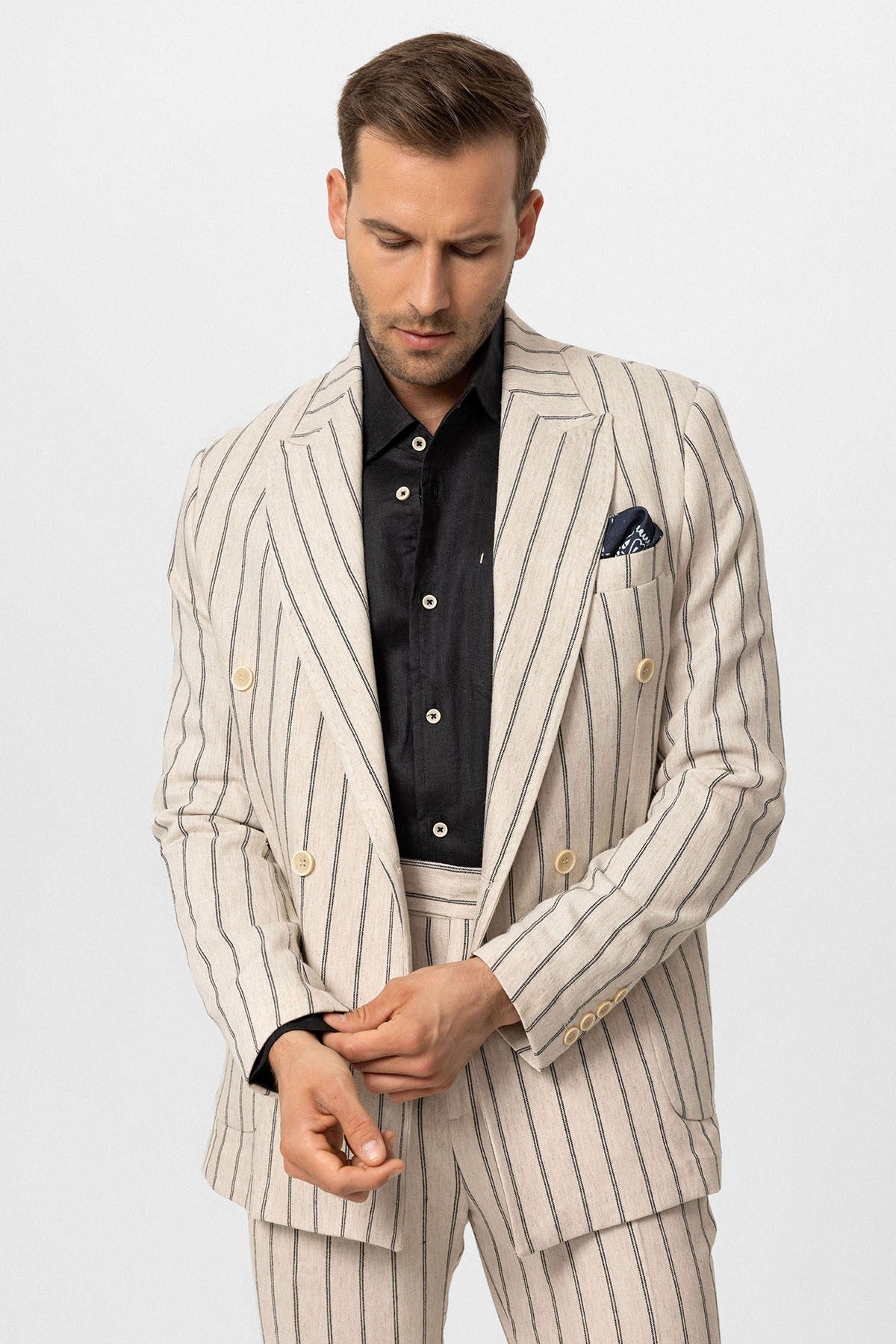 Antioch Linen-Blend Double-Breasted Men's Blazer